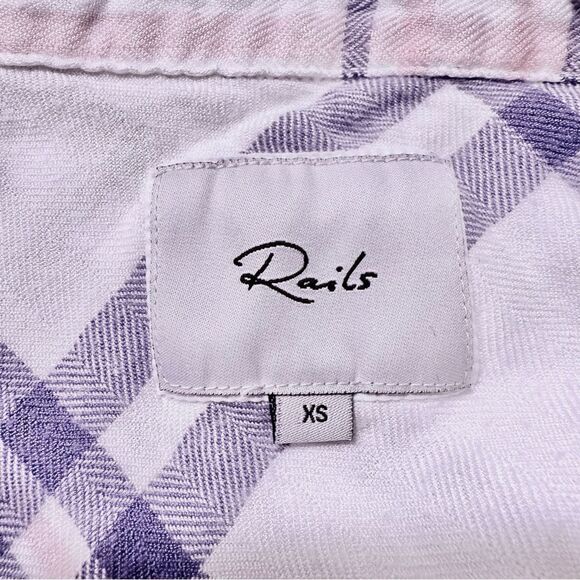 Rails Hunter Plaid Classic Indigo Powder Blush Button Up Flannel Top - Picture 4 of 10